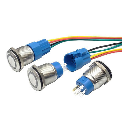Commutateur lumineux imperméable à l'eau de 16 mm/19 mm/22 mm avec formulaire de contact de 12 mm et 1NO1NC Ring White LED Light Pushbutton Switch Assurance