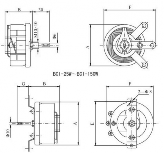 Potentiom&egrave;tre &agrave; haute puissance par c&acirc;blage de rotation Rh&eacute;ostat disque c&eacute;ramique R&eacute;sistant variable 25W 50W BC1-50W BC1 4