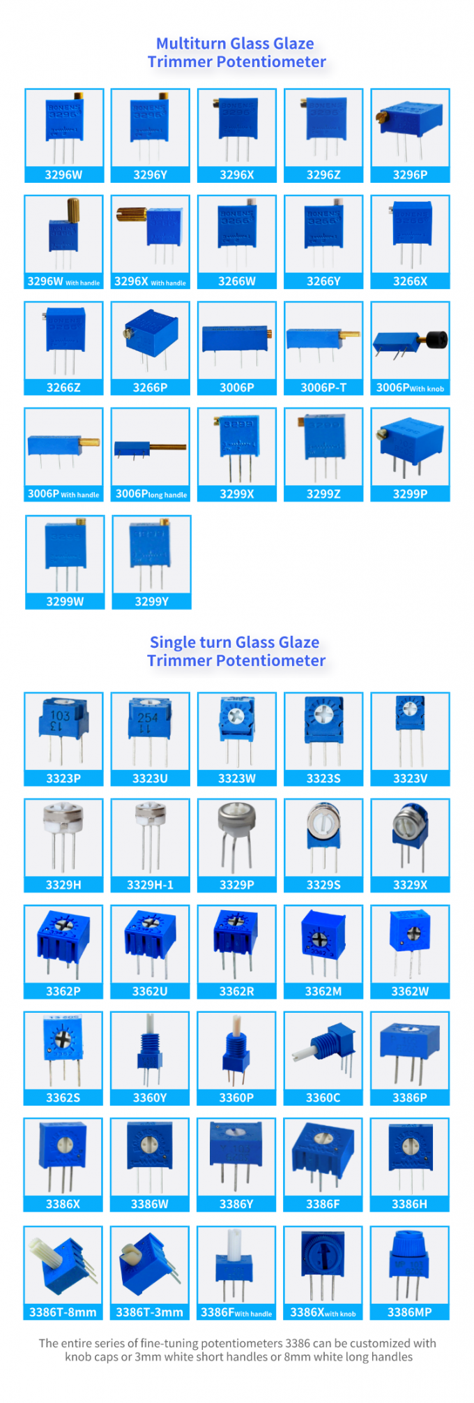 Série 3323 Potentiomètre de découpage de verre métallique à tour unique 3323s 6