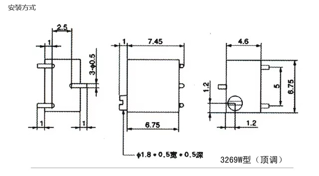 BONENS 3269P SMD Résistant variable de découpage potentiomètre 10k 100k 500k Ohm 0,25w 13